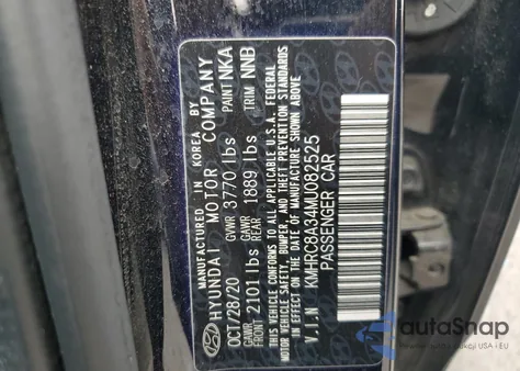 2021 Hyundai Venue Sel из США, поврежденный, VIN KMHRC8A34MU082525